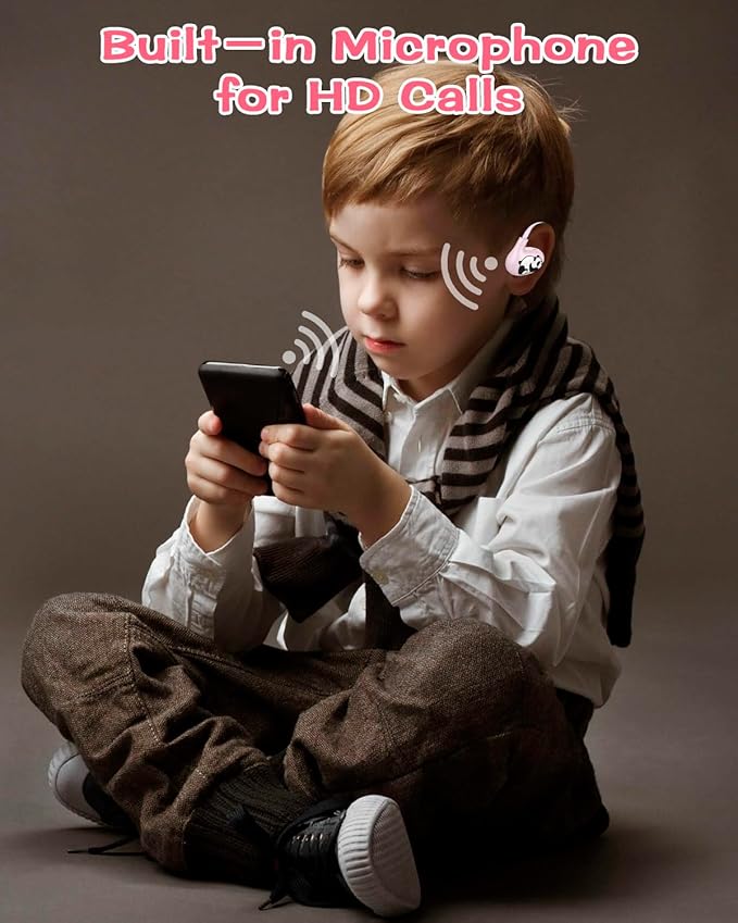 BANIGIPA Kids Headphones, Open Ear Headphones w/Cute Panda, Wireless Bluetooth 5.4 Headset w/Mic for Home School Traveling, 13g Ultra-Light Comfort, Protection Hearing, IPX4 Waterproof, 10H Playtime