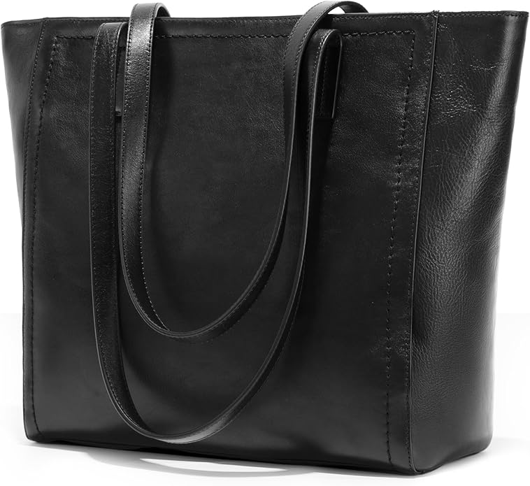 befen Vintage Genuine Leather Work Tote Bag for Women Large Tote Bag with Zipper Leather Purse and Handbags with Compartment