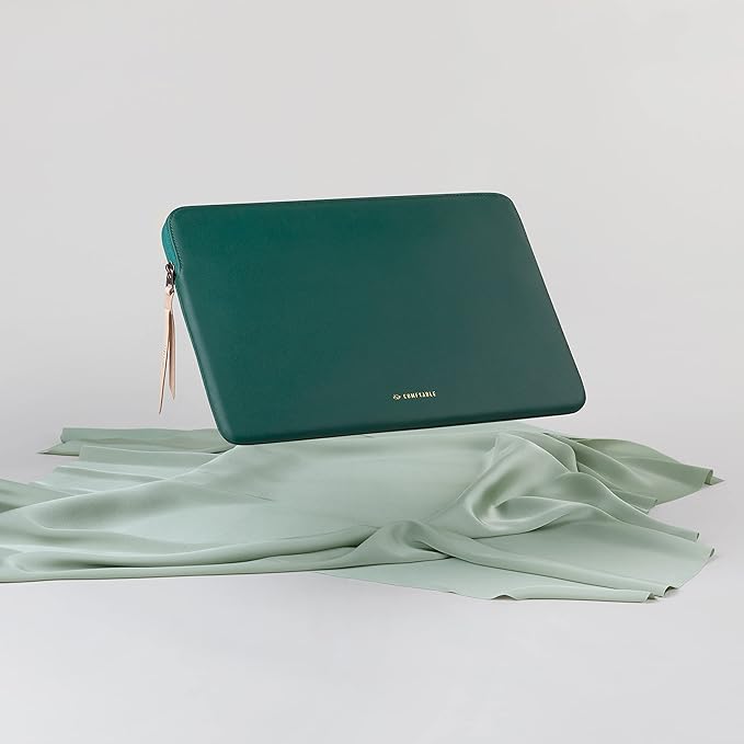 Comfyable Leather Laptop Sleeve Compatible with 16 Inch MacBook Pro M4 2024 & 15 Inch MacBook Air M4 M3 M2 2025, Green