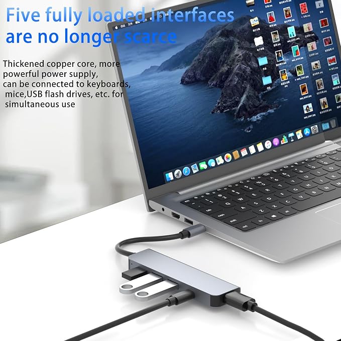 USB C Hub HDMI Adapter, 5 in1 Docking Station with 4K HDMI, USB C Data Port,100W PD, and USB 3.0 & 2.0 Compatible for MacBook Pro/Air, Dell XPS, Lenovo Thinkpad More Type C Devices