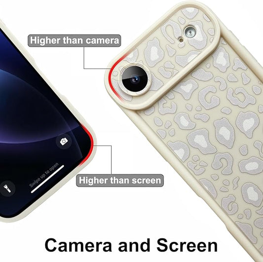 KANGHAR Case Compatible with iPhone Air Leopard Printed Pattern Cute Cheetah Phone Case Soft TPU Shockproof Protective Cover Designed for iPhone Air 6.5 Inch Beige with Gray Prints