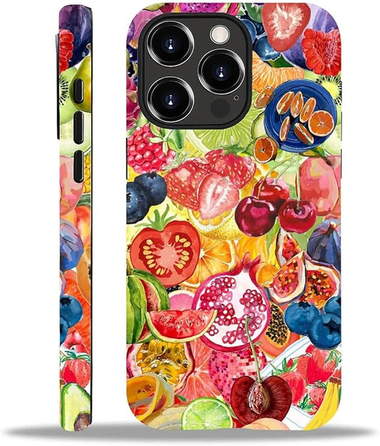 Case for iPhone 15 Pro Max,Summer Fruit Collage for Woman Men Full Body Protective Cover Shockproof 2 in 1 Silicone + Hard PC Case for iPhone 15 Pro Max