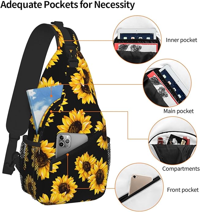 Cross Chest Bag Diagonally for Men Shoulder Bag for Travel Hiking Trendy Sling Bag with Adjustable Shoulder Strap