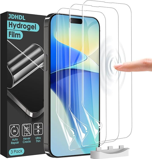 3 Pack Flexible Film Screen Protector for iPhone 16 Pro, Non-breakable Soft TPU Hydrogel Film for iPhone 16 Pro Screen Protector Film (NOT Glass)
