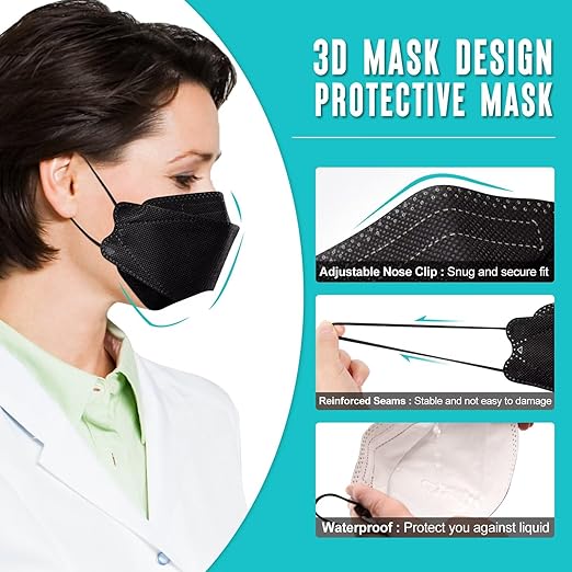 50/100 Pack KF94 Face_Covers, Color Màsk，Black Màsk，4-Layer Màsk outdoor Daily Use