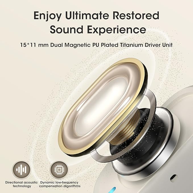 Open Ear Headphones, Bluetooth 5.4 Wireless Earbuds with Earhook, 48H Playtime Open Ear Earbuds with Mic, 3 EQ Modes, ENC Clear Calls, Lightweight, Comfort Headphones for Running Sport Workout (White)