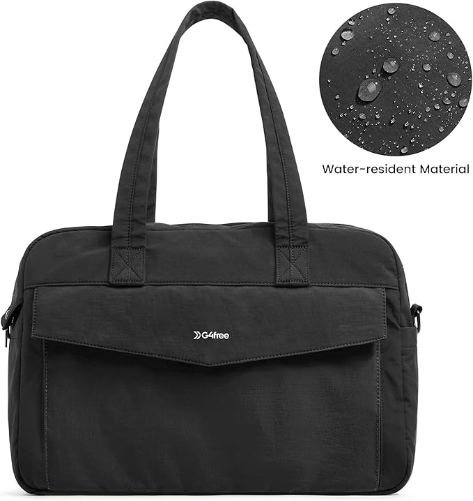 G4Free Expandable Duffle Bag for Travel Weekender Overnight Carry On Tote Duffel Bags for Men Women (Black)