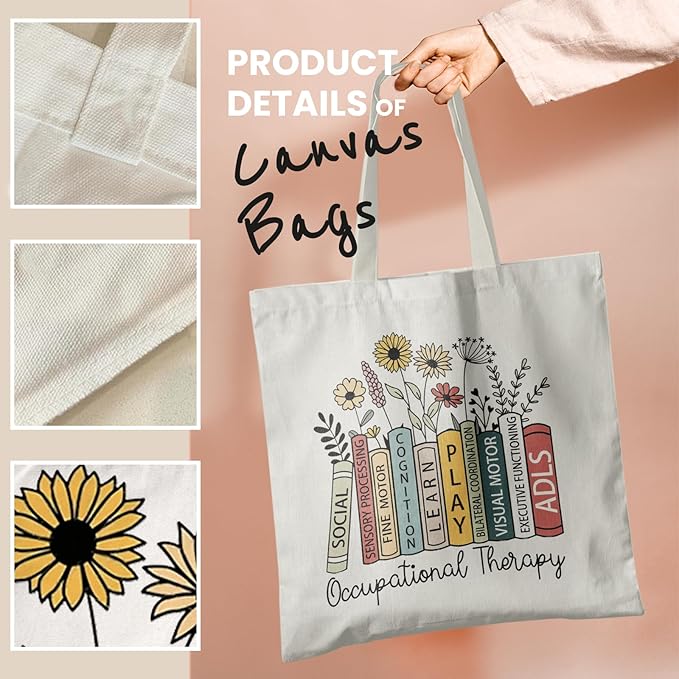 Occupational Therapist Gifts,OT Gifts, Occupational Therapist Canvas Tote Bags for Women, Reusable Grocery Bags