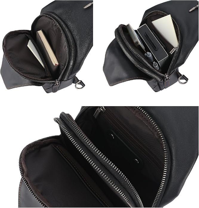Genuine Leather Sling Bag for Men and Women Chest Pack Purse Crossbody Shoulder Bag Sling Backpack