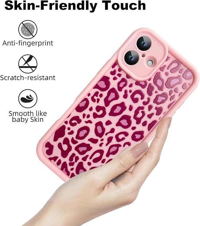 KANGHAR Case for iPhone 16 Leopard Printed Pattern Cute Cheetah Phone Case Soft TPU Shockproof Protective Cover for iPhone 16 6.1 Inch Pink