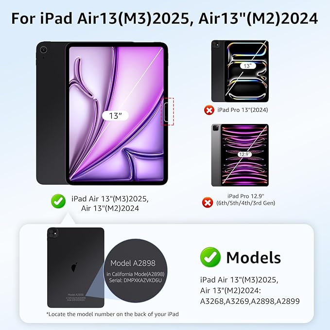 2-Pack Glass Screen Protector for iPad Air 13 Inch M3 2025 & M2 2024 (7th/6th Generation) Military Shatterproof, 9H+ Hardness, Auto-Alignment Frame, Anti-Fingerprint, HD Clear, Scratch Resistant