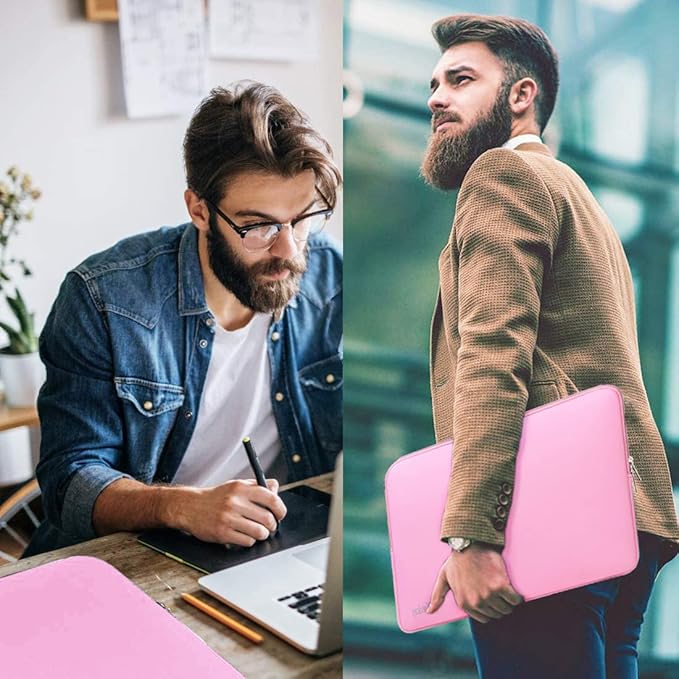 14 Inch Laptop Sleeve, Resistant Neoprene Laptop Sleeve/Notebook Computer Pocket Case/Tablet Briefcase Carrying Bag for 14 inch HP, Lenovo, Asus Notebook, Ultrabook, Pink
