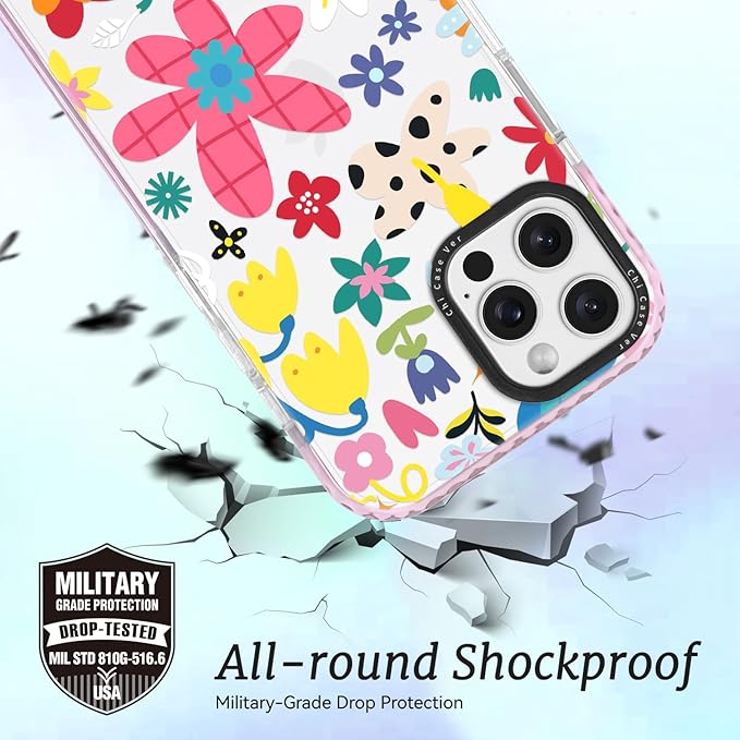for iPhone 15 Plus Case, Whimsical Floral Collage Pattern, Military-Grade Drop Protection, Cute Soft Slim TPU Protective Cover with Camera Lens Protection for Women & Girls