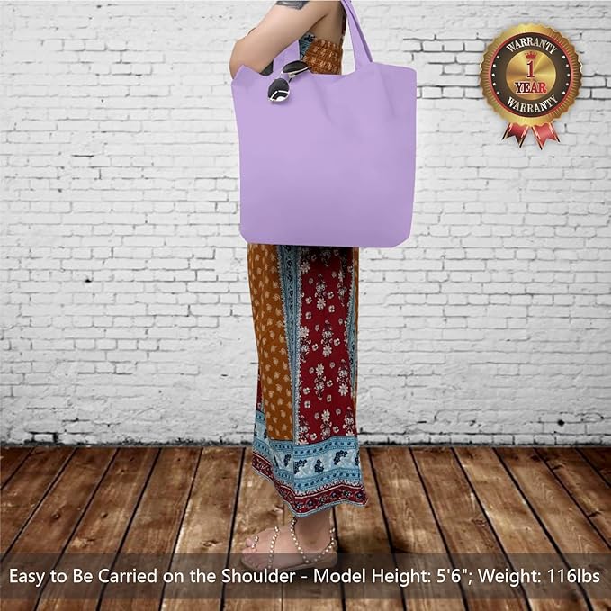 TOPDesign 1-Pack Super Strong Large 12oz Cotton Canvas Tote Bag, Reusable Grocery Shopping Cloth Bag, Fashionable Two-Tone Tote for Crafts, DIY Your Creative Designs