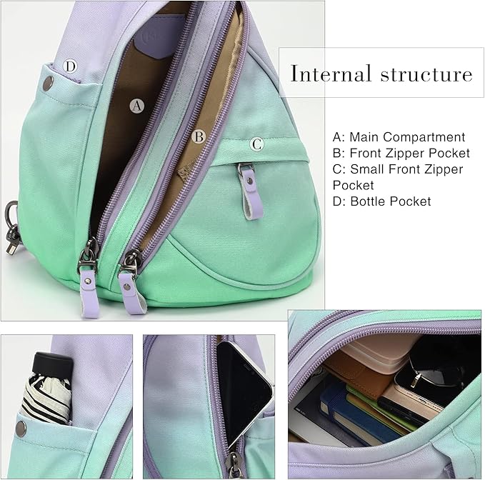 KL928 Canvas Sling Bag - Small Crossbody Backpack Shoulder Casual Daypack Rucksack for Men Women