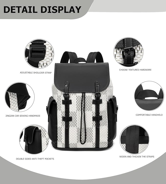 KingTo Laptop Backpack for Men Luxury Anti-Theft Travel Backpack Casual Business Waterproofing Computer Bag (A-White)
