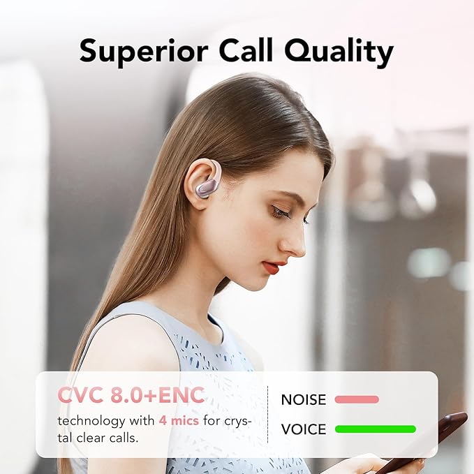 Ear buds Wireless Earbuds Bluetooth 5.3 Headphones 60hrs Playtime with Digital Display Sports Wireless Headphones with Earhook Deep Bass IPX7 Waterproof Over-Ear Earbuds for Android iOS Workout Rose