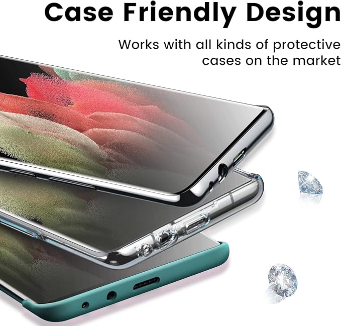 MOHAVE 2 Pack [Auto Alignment/Dust Removal] Screen Protector for SAMSUNG Galaxy S21 Ultra 5G 6.8″, 3D Curved HD Clear Film, 7H Hybrid Material, 100% Ultrasonic Fingerprint ID Compatible, Case Friendly