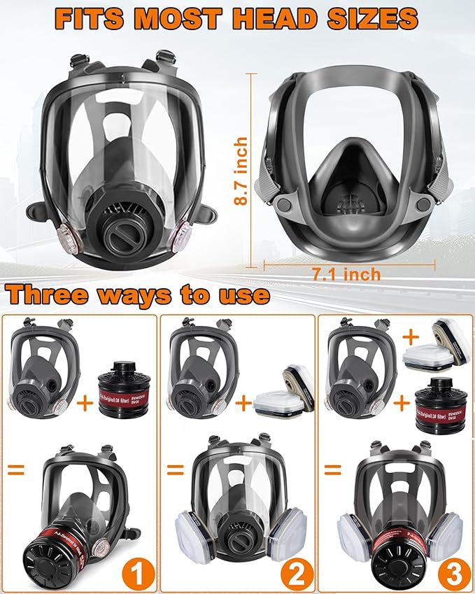 Respirator Mask with Filters, Gas Masks Survival Nuclear and Chemical, for Organic Vapor, Spray Painting, Resin