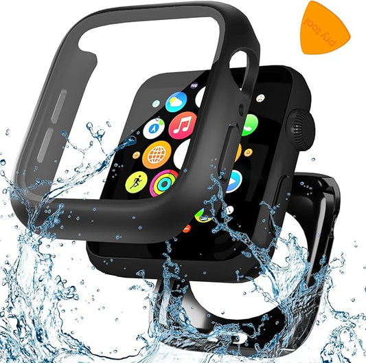 3 in 1 Waterproof Case for Apple Watch Screen Protector 40mm Series 4/5/6/SE/SE2/SE3(2025),with Tempered Glass 360° Protective Front and Back PC Bumper Cover Compatible iWatch 40mm