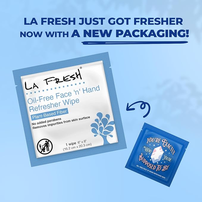 La Fresh Oil-Free Face ‘N’ Hand Refresher Wipes, Made With Natural Japanese Yuzu Scent, Pack of 200 Individually Wrapped Cleansing Wipes, Travel Essentials