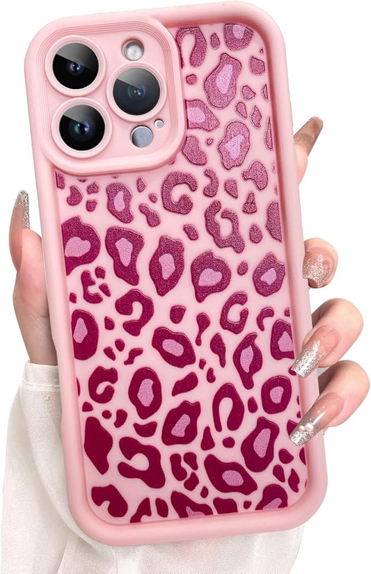 KANGHAR Case for iPhone 16 Pro Leopard Printed Pattern Cute Cheetah Phone Case Soft TPU Shockproof Protective Cover for iPhone 16 Pro 6.3 Inch Pink