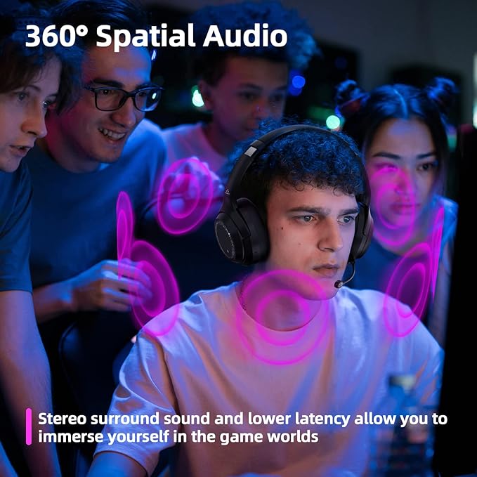 SoundMAGIC P60BT GM Performance Wireless Gaming Headset - Surround Sound 2.4GHz USB/Bluetooth Headphones 50 Hours Lasting Lower Latency Compatibility for PC Mobile PS4 PS5 Xbox Consoles