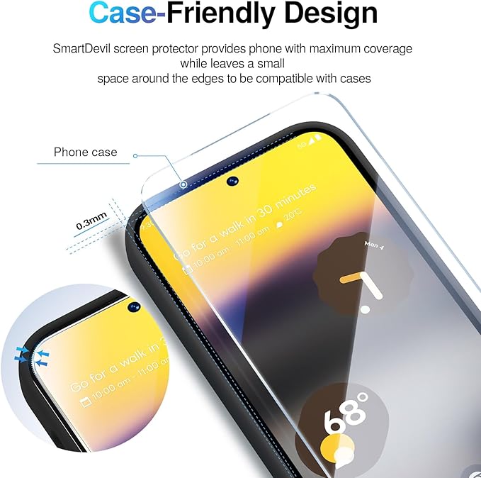 SMARTDEVIL [3+3 Pack for Google Pixel 6 Screen Protector with Camera Lens Protector, Finger Print Reader Compatible, Fast & Easy Installation, Clear 9H Tempered Glass Film, Alignment Frame