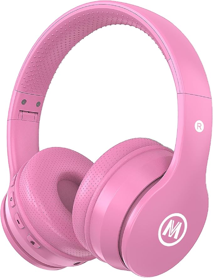 Headphones Kids Bluetooth 5.4 Wireless Play Time 68H Safe Volume Limit 85/94dB Over-Ear Foldable Headset,Fast Charging,with Aux Cord Built-in Mic for Toddler Child Pad Study Tablet Pink