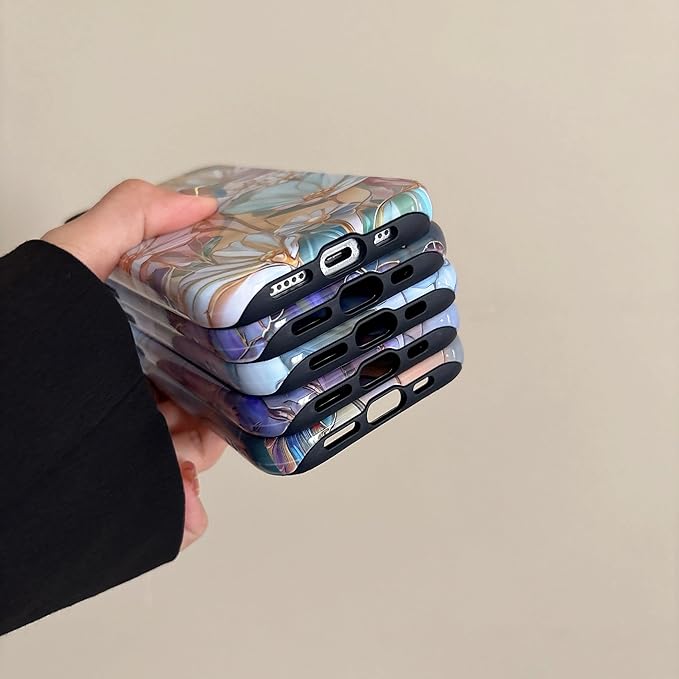 QLTYPRI Flower Case for iPhone 14 Plus/15 Plus, Aesthetic Cute Floral Phone Case for Girls Women, Protective Hybrid 2-Layer Hard Shell Silicone Cover Durable Shockproof Phone Cover - Purple Lotus