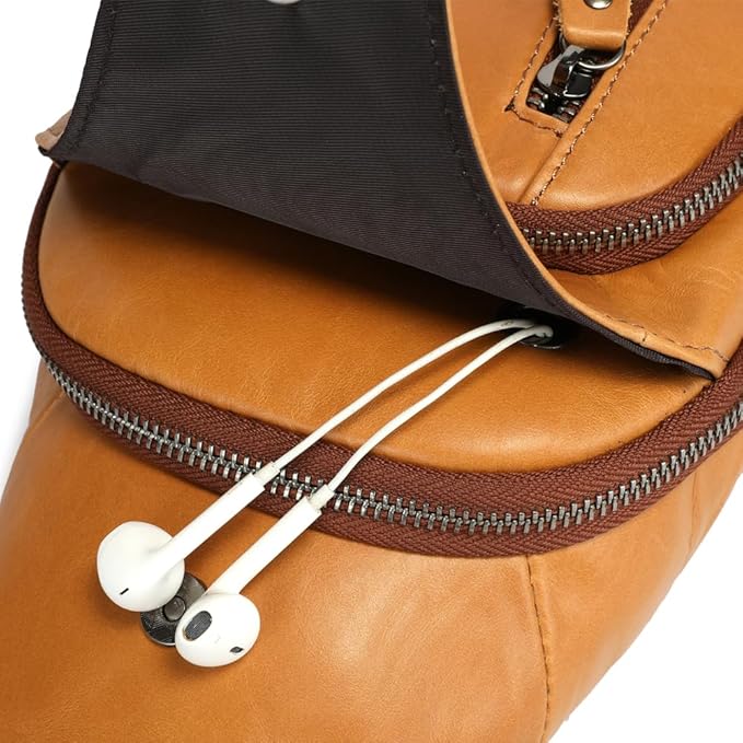 Sling Bag for Men Genuine Leather Chest Bag Crossbody Backpack Travel Hiking Outdoor Sports