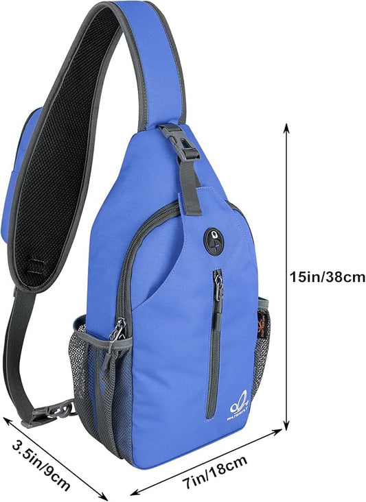 WATERFLY Crossbody Sling Backpack Sling Bag Travel Hiking Chest Bag Daypack