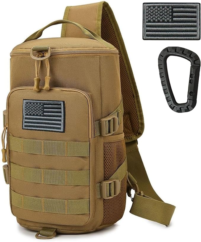 Tactical Sling Bag, Military Shoulder Backpack for Men Durable Cross Body Bucket Bags EDC MOLLE Pack Outdoor Sport