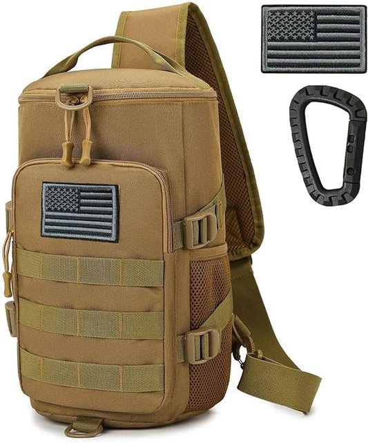 Tactical Sling Bag, Military Shoulder Backpack for Men Durable Cross Body Bucket Bags EDC MOLLE Pack Outdoor Sport