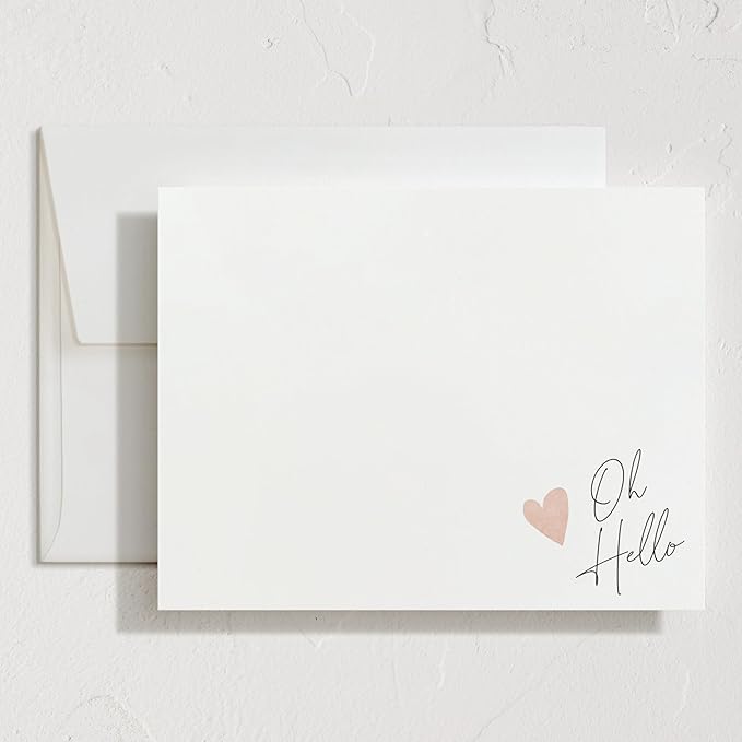 Minted Signed Heart Stationery Cards,10 Ct,Blank Cards and Envelopes For Thank You Notes,Invitations & Handwritten Messages,Note Cards & Stationery Set,Gifts for Women,Blush Pink Color Theme,10 Count