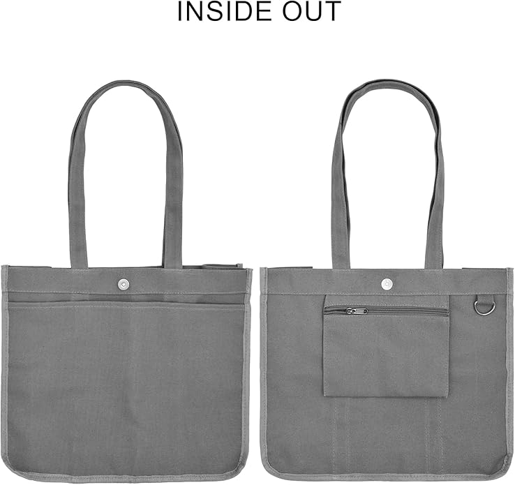 TeeYee Women's 20L Canvas Tote Bag Reusable Multi-Pocket Organizer for Travel Work Gym Shopping Large Shoulder Bag