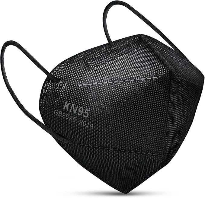 Boncare KN95 Face Masks 50 Pack, Black, 5-Layer Disposable Face Masks, Breathable and Comfortable