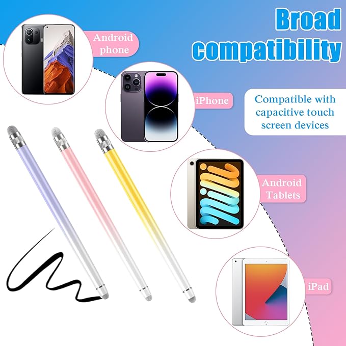 Bopomofo 3PCS Stylus Pen for Touchscreen,Stylus Pen for iPhone/iPad/Tablet Android/Microsoft/Surface,Compatible with Touch Screens(Purple/Pink/Yellow)
