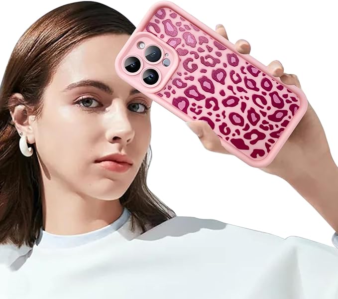 KANGHAR Case for iPhone 16 Pro Leopard Printed Pattern Cute Cheetah Phone Case Soft TPU Shockproof Protective Cover for iPhone 16 Pro 6.3 Inch Pink