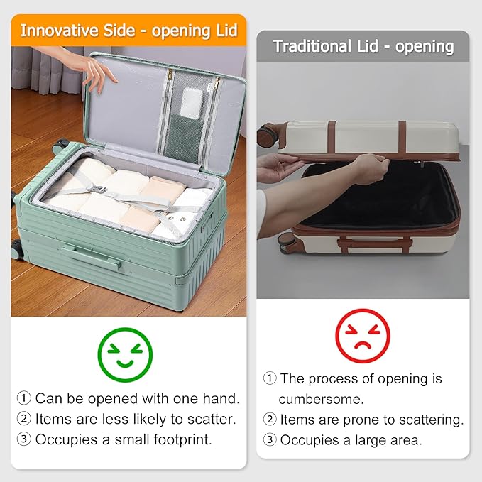 Joyway Hardshell 24 inch luggage with spinner wheels, Lightweight Hardside large checked withTSA Lock (Green, Checked Luggage-24 Inch)