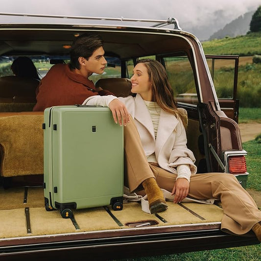 LEVEL8 Carry on Luggage Airline Approved with Spinner Wheels, Lightweight Luminous Textured Travel Bags for Women Men, Tsa Lock Cabin Suitcase, 20 Inch, Pickle Green