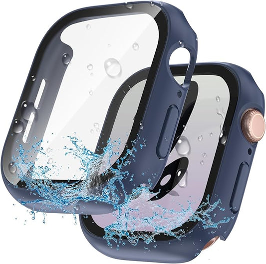 2 in 1 Waterproof Case for Apple Watch Screen Protector SE SE 2 SE 3(2025) Series 4 5 6 40mm Built-in Tempered Glass [Overal Protective] Ultra-Thin PC Bumper Cover Compatible iWatch