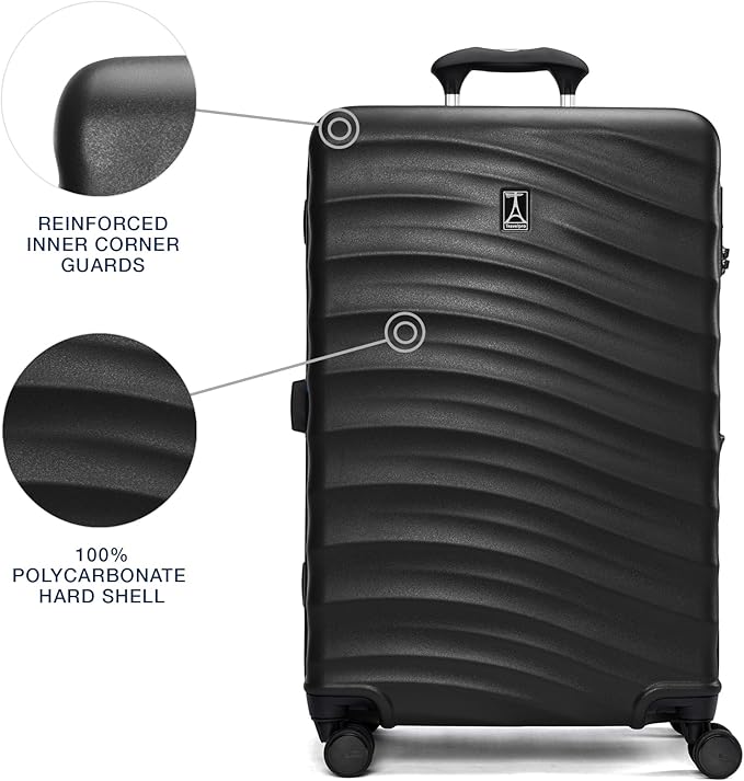 Travelpro Maxlite Air V2 Hardside Expandable Checked Luggage, 8 Spinner Wheels, Lightweight Hard Shell Suitcase, TSA lock, Black, Checked Medium 25-Inch