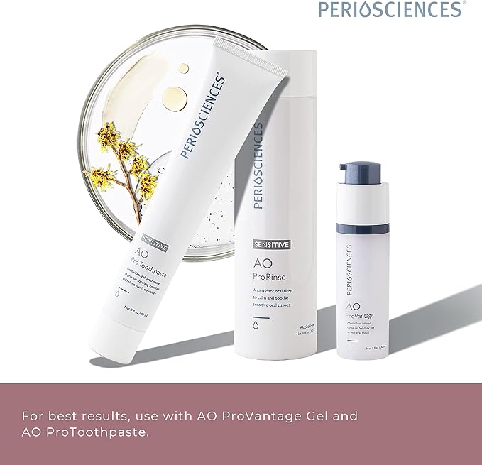 PerioSciences AO ProRinse Sensitive Teeth Mouthwash with Essential Oils and Antioxidants - Alcohol Free Mouthwash for Extreme Oral Sensations, 10 fl oz/300ml Pack of 2