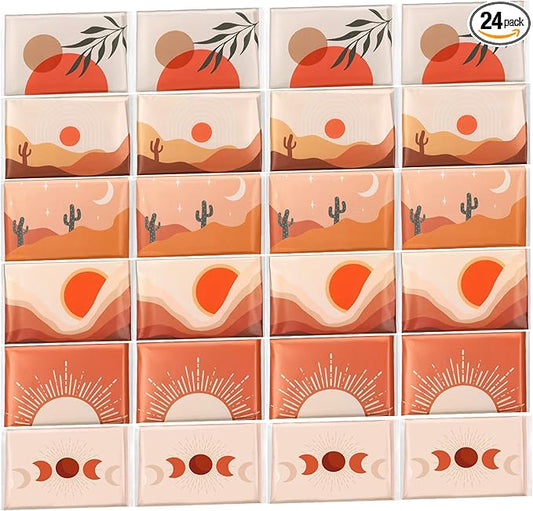 24 Packs Travel Size Tissue Pocket Slim Pack Facial 3 Ply Wallet Size Pocket Tissues for Travel Wedding Party Favors, 6 Styles(Sun Scene)