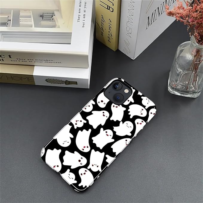 Case for iPhone 14 Plus Case,Halloween Ghosts Bats Design - Hybrid Dual Protection Silicone + Hard PC Shockproof Full Body Cover Slim Anti-Scratch Protective Case for Men Women