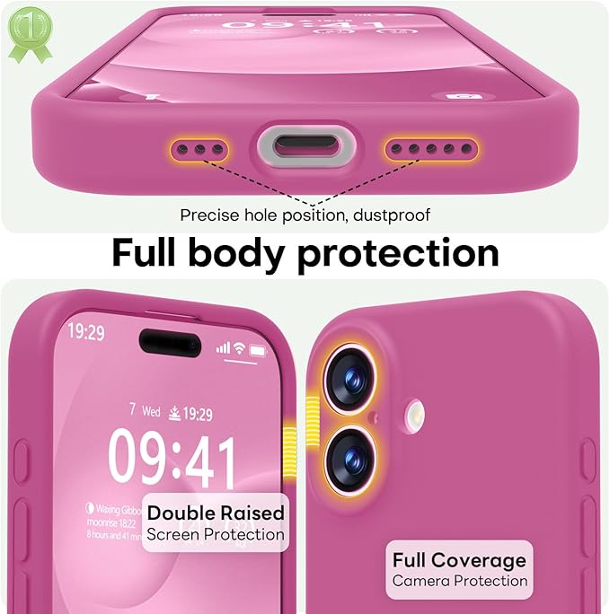 LOVE 3000 Designed for iPhone 17 Case, Premium Silicone [Compatible with Magsafe][Soft Anti-Scratch Microfiber Lining] Shockproof Protective Phone Case for Men Women 6.3", Pitaya