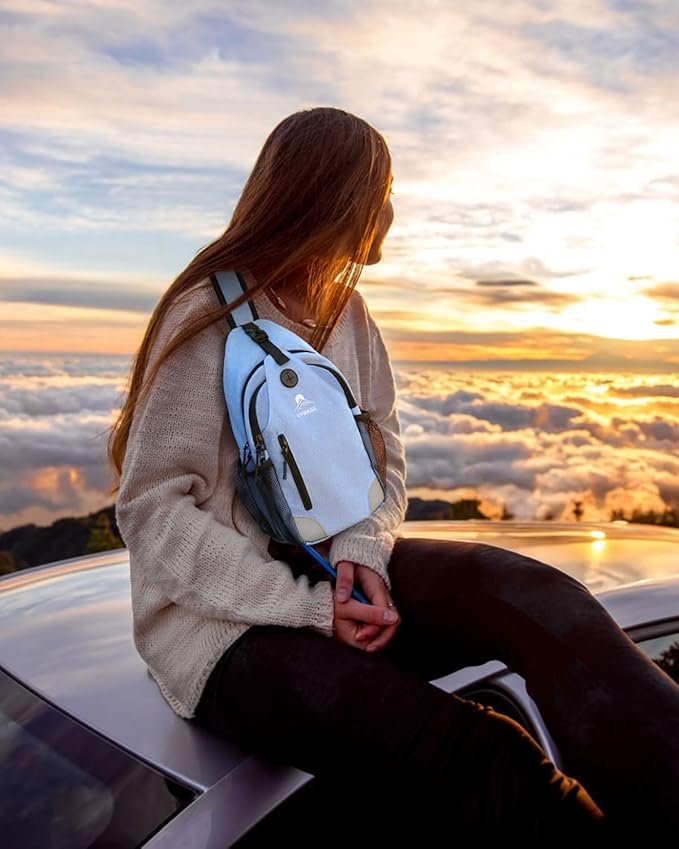 Sling Bag for Women, Crossbody Bag for Men, Cross Body Hiking Backpack, Travel Daypack, Chest Pack with Chest Phone Holder