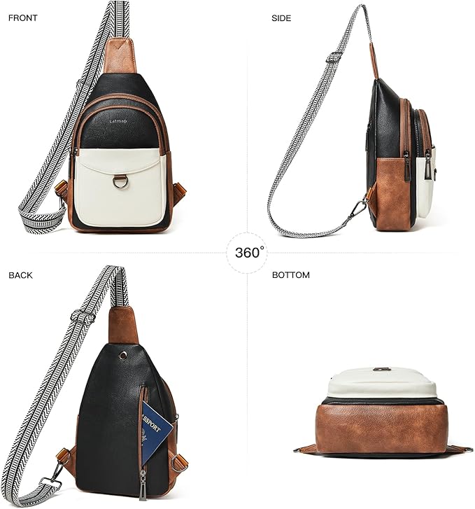 7L Sling Bag for Women Men Crossbody Belt Bag Small Travel Sling Backpack Anti Theft Chest Daypack Purse Faux Leather