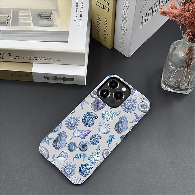Case for iPhone 12 Pro Max,Summer Beachy Seashell for Woman Men Full Body Protective Cover Shockproof 2 in 1 Silicone + Hard PC Case for iPhone 12 Pro Max